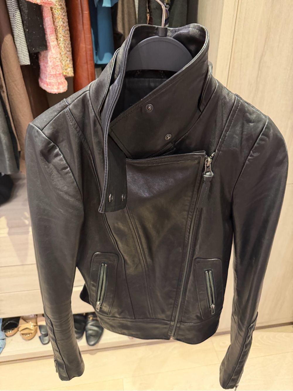 Authentic mackage for Aritzia Black lambskin leather biker jacket in xxs